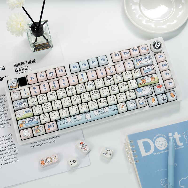 Keyboard Tenkeyless - 귀여운 소녀풍 MOA 조크 베어 PBT