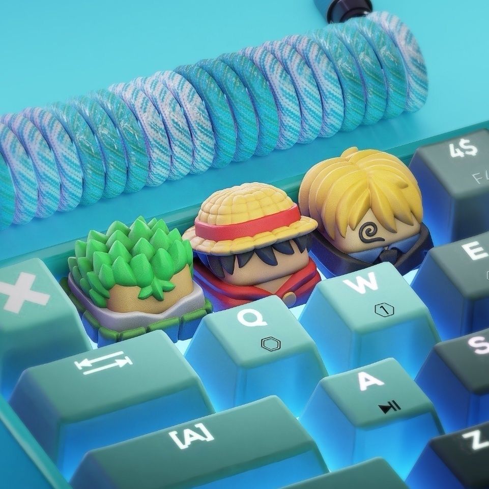 Keyboard Tenkeyless - 새로운 카와이 원피스 루피 키캡 조로