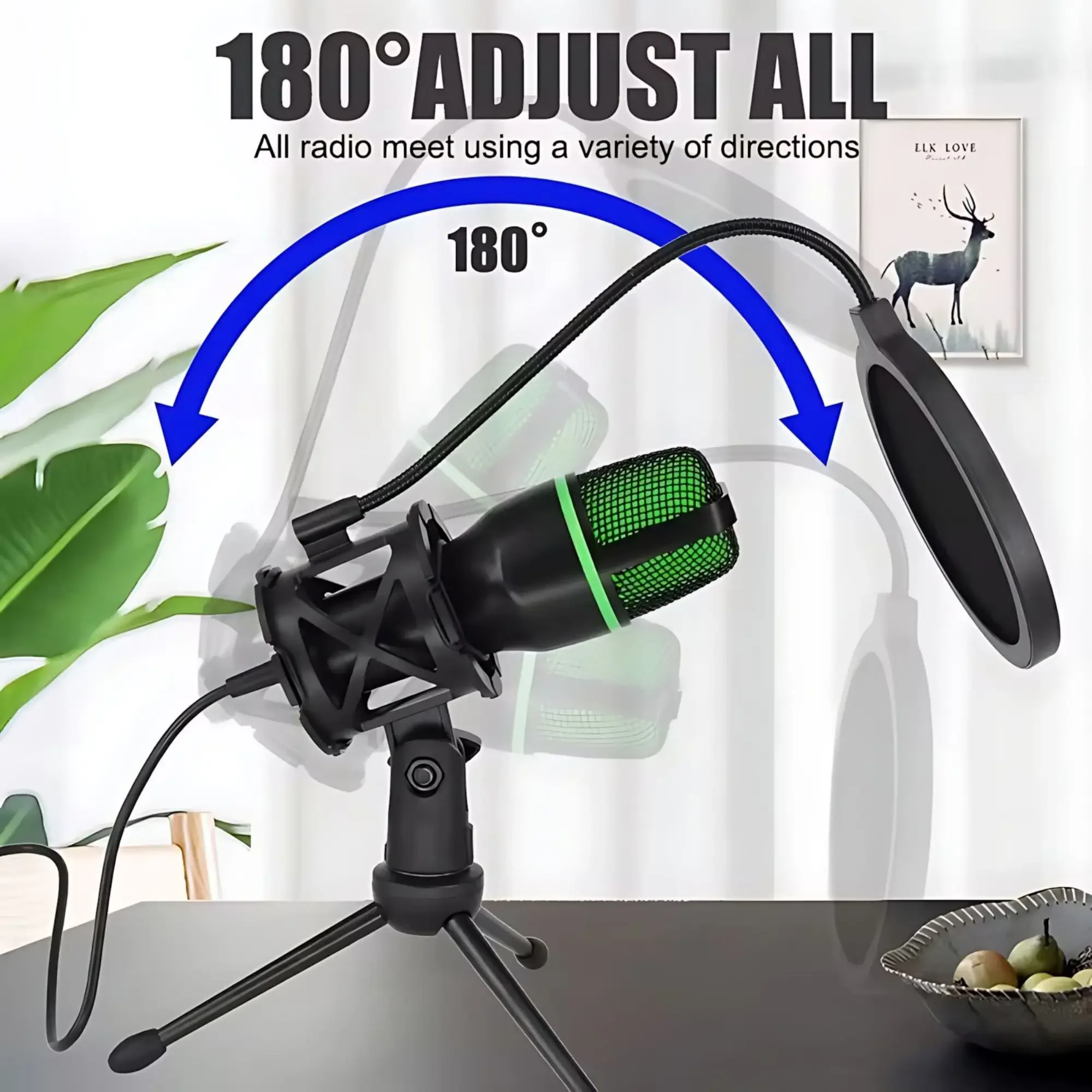 삼각대 스탠드가 포함된 RGB 조명 마이크 키트, 유튜 - Streaming Mic Condenser 리뷰 및 가격