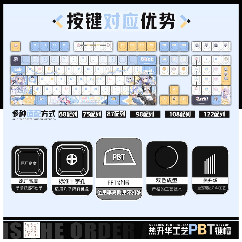 이것은 토끼인가? 카푸 치노 애니메이션 테마 키캡 체리 - Keyboard Tenkeyless 리뷰 및 가격